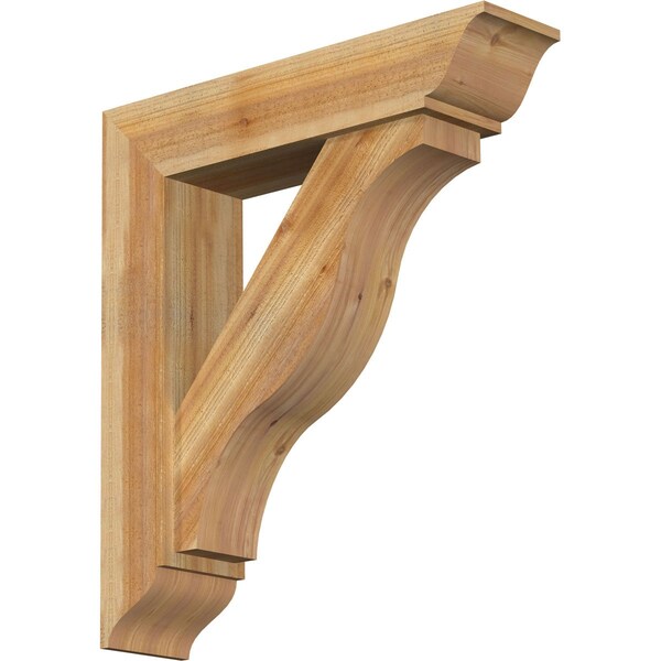 Ekena Millwork Funston Traditional Rough Sawn Bracket w/ Offset Brace, Western Red Cedar, 8"W x 34"D x 38"H BKT0806X34X38FST01RWR - main